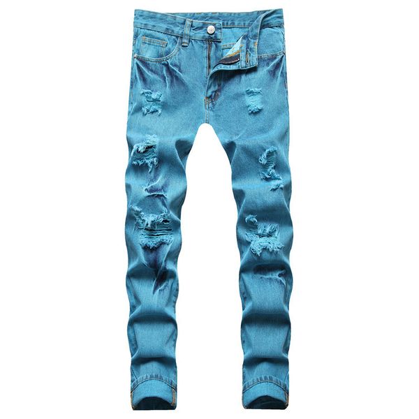 mens slim fit fluorescent jeans straight leg ripped men denim pants regular cotton jean destroyed pant hip hop casual big size trousers 28-4, Blue
mens slim fit fluorescent jeans straight leg ripped men denim pants regular cotton jean destroyed pant hip hop casual big size trousers 28-4, Blue