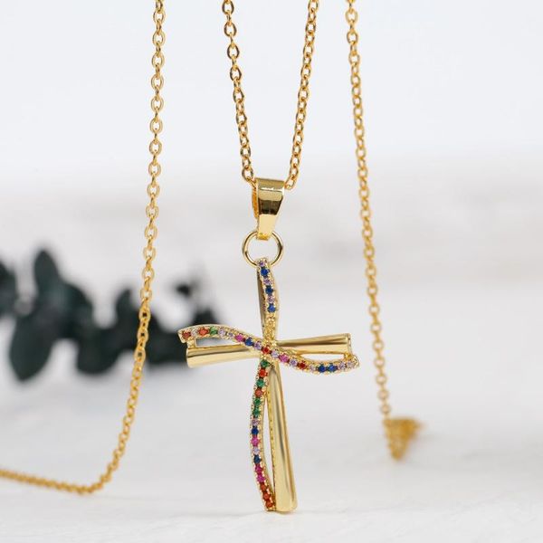 pendant necklaces simple design copper metal multicolor zircon cross pendants for women girls gold color stainless steel chain necklace, Silver
pendant necklaces simple design copper metal multicolor zircon cross pendants for women girls gold color stainless steel chain necklace, Silver