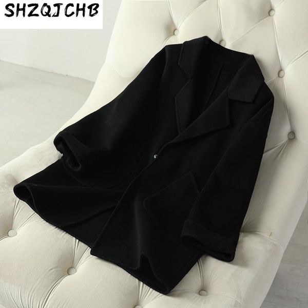 wool in double-sided coat female long suit brought han edition show thin season women's & blends, Black
wool in double-sided coat female long suit brought han edition show thin season women's & blends, Black