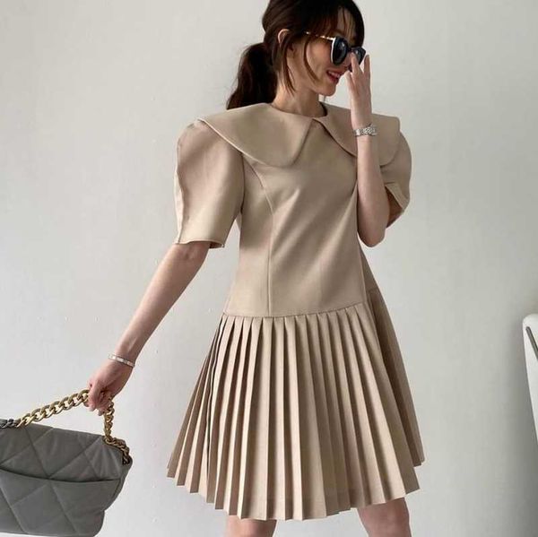 loose casual retro puff short sleeve peter pan collar pleated dress women above knee vestido de mujer summer wild 210610, Black;gray
loose casual retro puff short sleeve peter pan collar pleated dress women above knee vestido de mujer summer wild 210610, Black;gray
