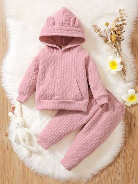 baby 3d ear design kangaroo pocket cable textured hoodie & sweatpants she, White
baby 3d ear design kangaroo pocket cable textured hoodie & sweatpants she, White
