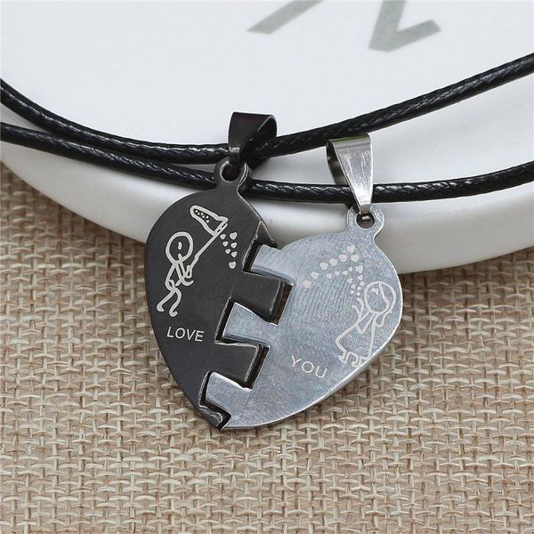 pendant necklaces 2set/lot2pc/set novelty gifts love you broken heart titanium steel couple necklace lovers drop, Silver
pendant necklaces 2set/lot2pc/set novelty gifts love you broken heart titanium steel couple necklace lovers drop, Silver