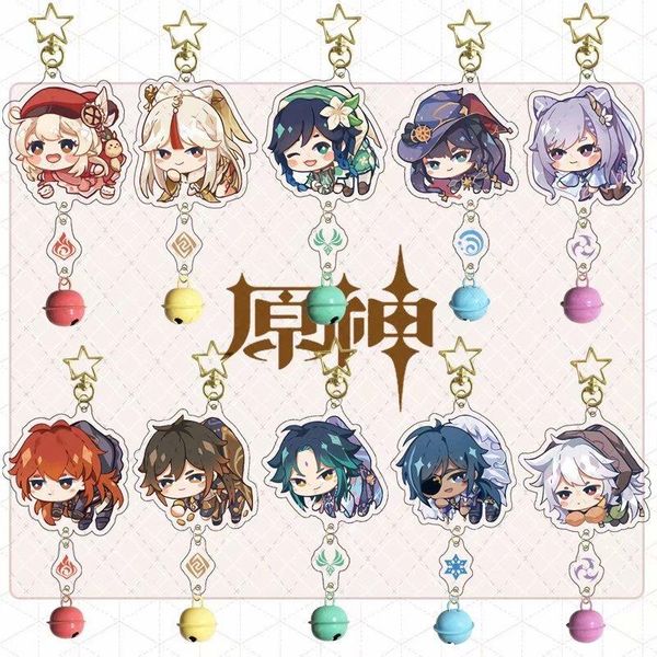 keychains genshin impact acrylic bell keychain xiao razor venti klee albedo variety of game peripheral bags pendant gift, Silver
keychains genshin impact acrylic bell keychain xiao razor venti klee albedo variety of game peripheral bags pendant gift, Silver