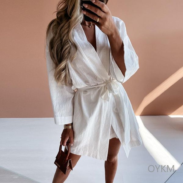 casual dresses women wrap sundress 2021 v neck three quarter sleeve solid color mini dress beach style sashes female vestidos summer, Black;gray
casual dresses women wrap sundress 2021 v neck three quarter sleeve solid color mini dress beach style sashes female vestidos summer, Black;gray