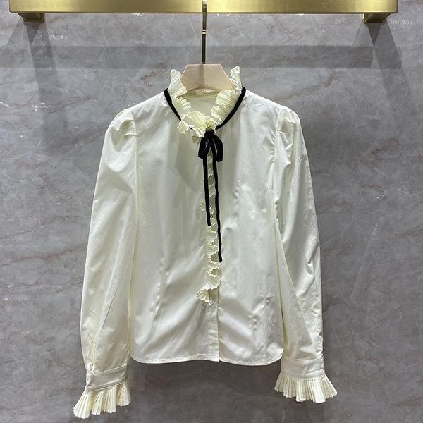 women's blouses & shirts 2021 autumn 100% cotton ruffles chic women vitange long sleeves shirt c050, White
women's blouses & shirts 2021 autumn 100% cotton ruffles chic women vitange long sleeves shirt c050, White