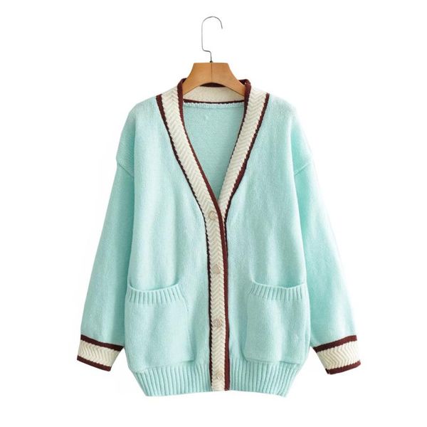 women's knits & tees ladies fashion chic v-neck color contrast loose cardigan casual long sleeve button knit sweater retro jacket mujer, White
women's knits & tees ladies fashion chic v-neck color contrast loose cardigan casual long sleeve button knit sweater retro jacket mujer, White