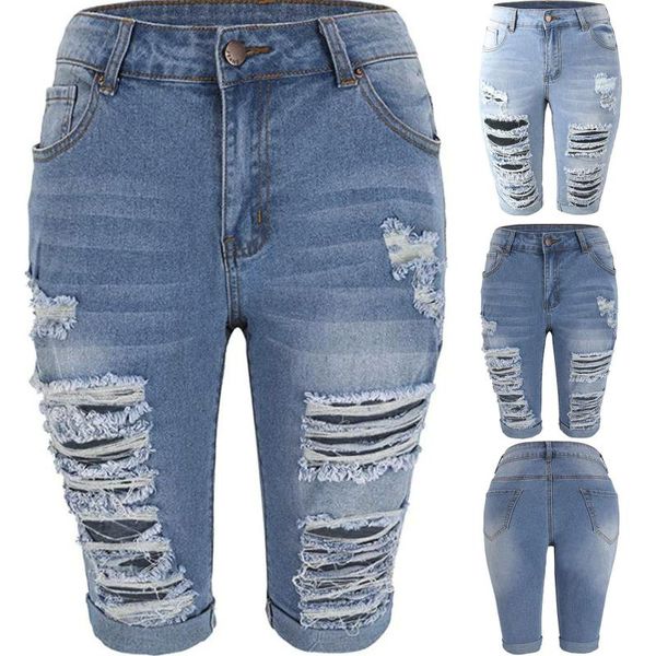 women's jeans women hole ripped high waist casual zipper knee length streetwear denim shorts fashion pants, Blue
women's jeans women hole ripped high waist casual zipper knee length streetwear denim shorts fashion pants, Blue