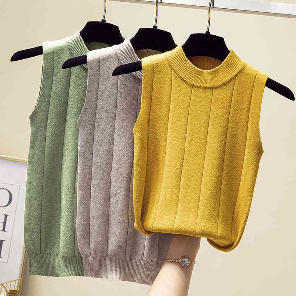 women's tanks & camis half turtleneck striped knitted tank women clothes fashion summer high elasticity sweater womens vest vetement f, White
women's tanks & camis half turtleneck striped knitted tank women clothes fashion summer high elasticity sweater womens vest vetement f, White