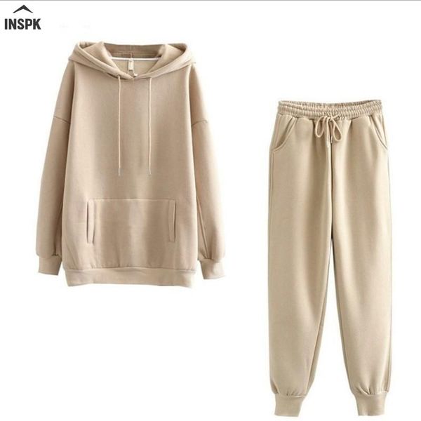 women casual clothes set thick warm hooded sweater+pants loose winter spring sports clothing 2021 s-xl gym, White;black
women casual clothes set thick warm hooded sweater+pants loose winter spring sports clothing 2021 s-xl gym, White;black