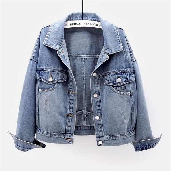 women's jackets spring autumn vintage washed blue short denim coat women outerwear loose single breasted long sleeve jeans jacket femal, Black;brown
women's jackets spring autumn vintage washed blue short denim coat women outerwear loose single breasted long sleeve jeans jacket femal, Black;brown