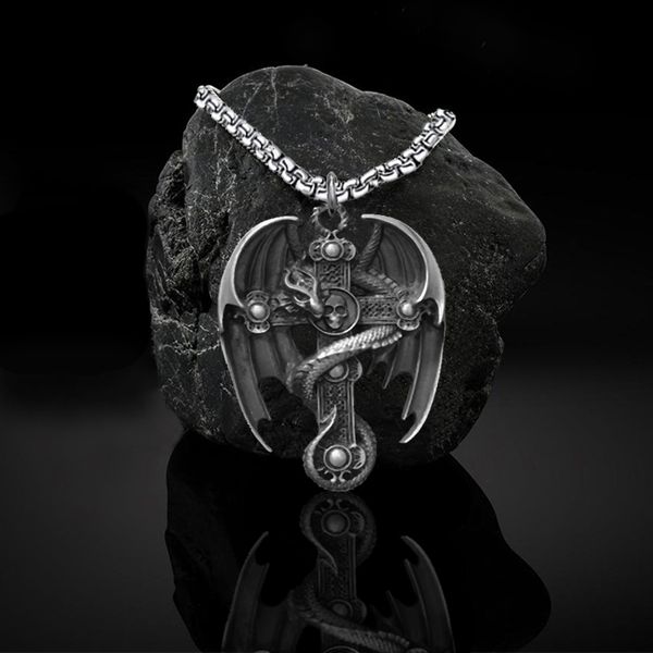 summer fashion hip hop dragon wing cross necklace for men women viking pendant jewelry punk ancient tin charm with 60 cm stainless steel swe, Silver
summer fashion hip hop dragon wing cross necklace for men women viking pendant jewelry punk ancient tin charm with 60 cm stainless steel swe, Silver