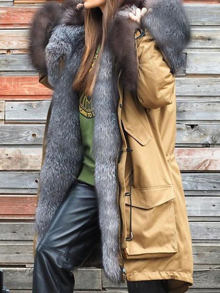 women's trench coats long-sleeved warm jacket, fur hooded long coat, drawstring coat, Tan;black
women's trench coats long-sleeved warm jacket, fur hooded long coat, drawstring coat, Tan;black
