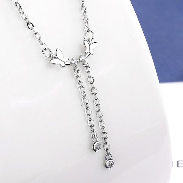 pendant necklaces korean butterfly tassel necklace charming women's wedding crystal clavicle chain elegant fashion lady jewelry gifts, Silver
pendant necklaces korean butterfly tassel necklace charming women's wedding crystal clavicle chain elegant fashion lady jewelry gifts, Silver