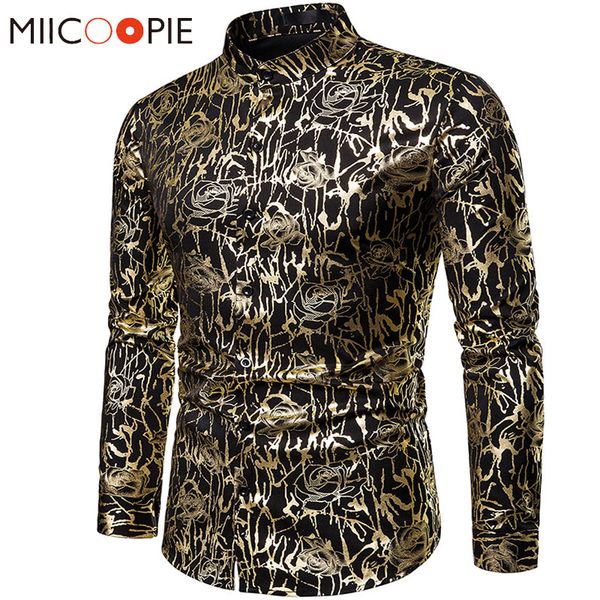 men's casual shirts 2019 night club wear rose printed bronzing long sleeve henry collar chemise men fashions streetwear, White;black
men's casual shirts 2019 night club wear rose printed bronzing long sleeve henry collar chemise men fashions streetwear, White;black