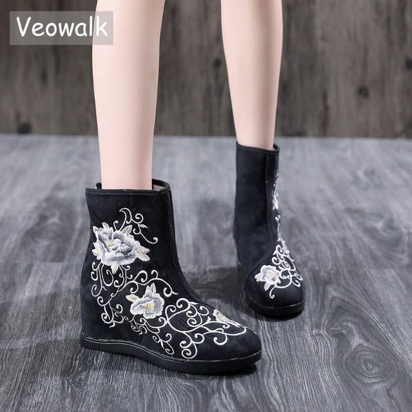 veowalk vintage embroidered women jacquard fabric short boots latest autumn ladies hidden wedge heel booties fall shoes, Black
veowalk vintage embroidered women jacquard fabric short boots latest autumn ladies hidden wedge heel booties fall shoes, Black
