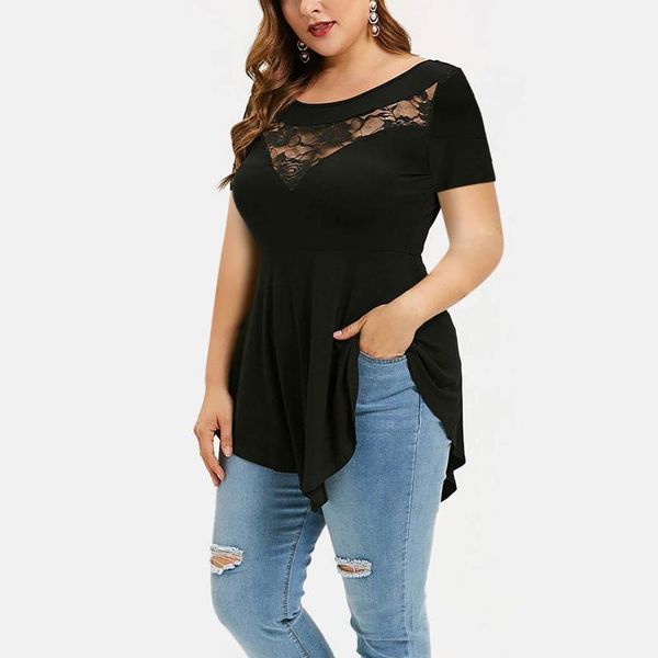plus size t-shirt lace women solid floral o-neck asymmetric three quarter summer elegant office lady blouses
plus size t-shirt lace women solid floral o-neck asymmetric three quarter summer elegant office lady blouses