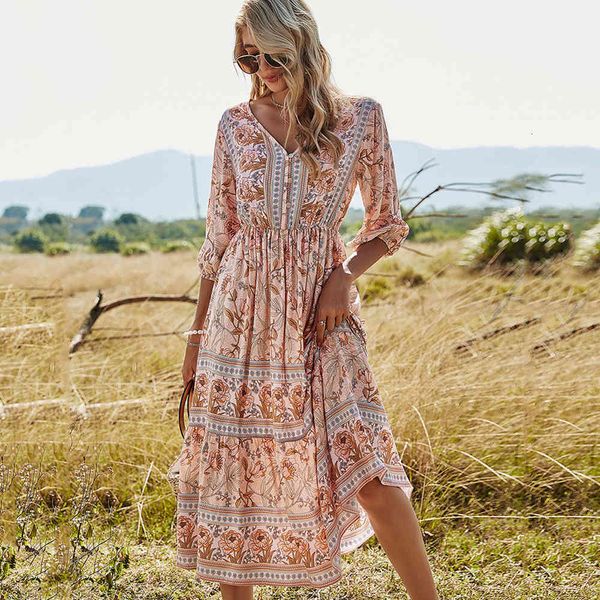 dress floral print maxi dress women 2021 a line half sleeve v neck with button ladies summer casual bohemian holiday pullover dresses of8d, Black;gray
dress floral print maxi dress women 2021 a line half sleeve v neck with button ladies summer casual bohemian holiday pullover dresses of8d, Black;gray