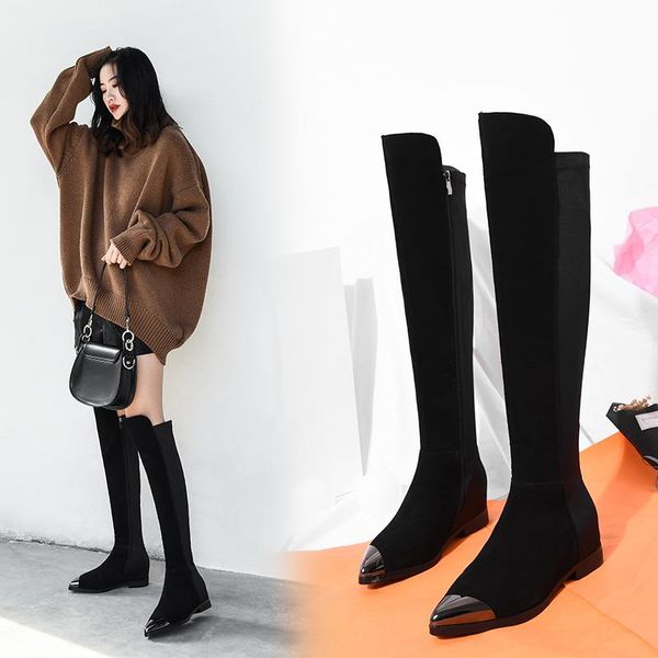 boots metal pointed toe women knee high patchwork cow suede warm long party prom shoes woman big size low heels, Black
boots metal pointed toe women knee high patchwork cow suede warm long party prom shoes woman big size low heels, Black