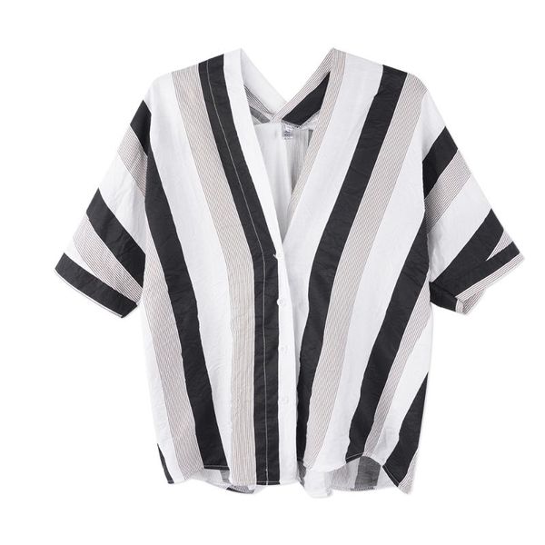 women's blouses & shirts neatie kiddie long sleeve v-neck stripe women blouse streetwear korean style casual loose shirt femme, White
women's blouses & shirts neatie kiddie long sleeve v-neck stripe women blouse streetwear korean style casual loose shirt femme, White