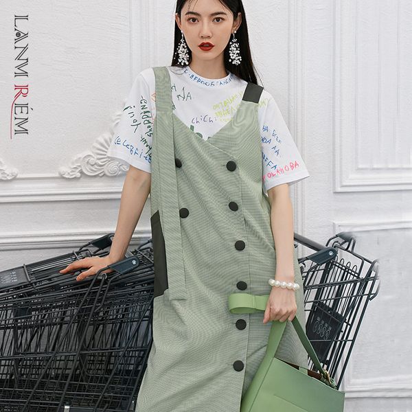 women green strap buttons dress v-neck sleeveless loose fit female fashion summer arrivals 2e1838 210507, Black;gray
women green strap buttons dress v-neck sleeveless loose fit female fashion summer arrivals 2e1838 210507, Black;gray