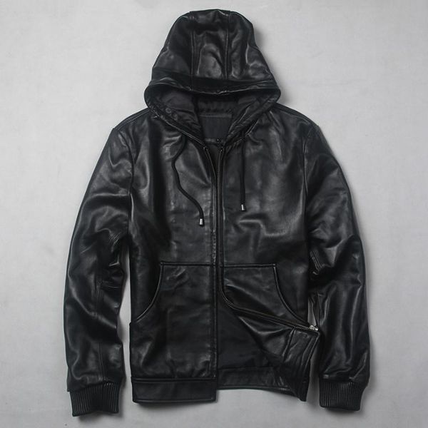 men's leather & faux 2022 autumn genuine jacket fashion slim fit black sheepskin coat man with a hat
men's leather & faux 2022 autumn genuine jacket fashion slim fit black sheepskin coat man with a hat