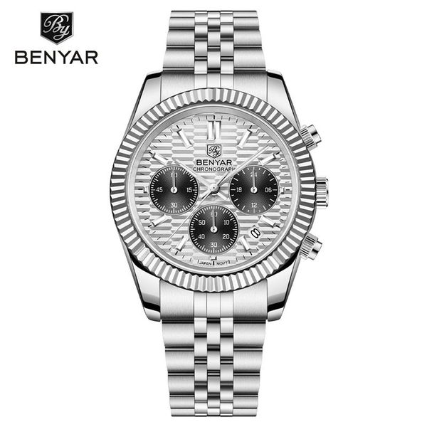 wristwatches benayr men's quartz watch sapphire glass stainless steel 100m waterproof chronograph reloj hombre, Slivery;brown
wristwatches benayr men's quartz watch sapphire glass stainless steel 100m waterproof chronograph reloj hombre, Slivery;brown