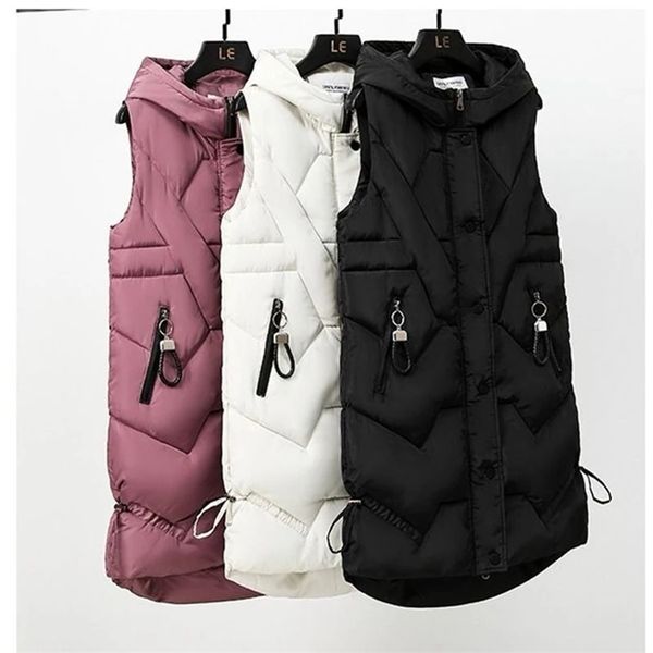 women vests coat long warm women's down cotton autumn winter wear female outerwear hooded sleeveless waistcoat 211120, Black;white
women vests coat long warm women's down cotton autumn winter wear female outerwear hooded sleeveless waistcoat 211120, Black;white