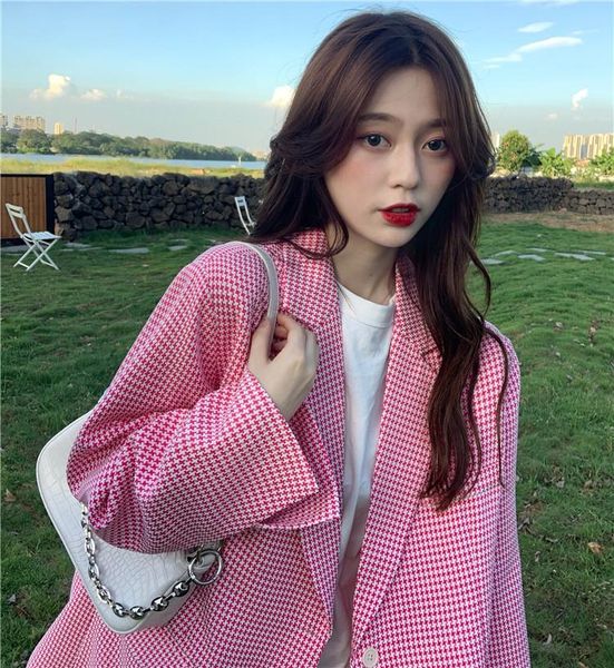 women's suits & blazers nic 2021 women coat autumn long sleeve cardigan blazer pink plaid lady casual lattice and jackets femme, White;black
women's suits & blazers nic 2021 women coat autumn long sleeve cardigan blazer pink plaid lady casual lattice and jackets femme, White;black