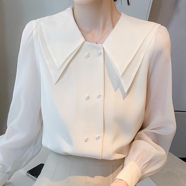 women's blouses & shirts long sleeve women blusas mujer de moda 2021 blouse femme chiffon shirt e593, White
women's blouses & shirts long sleeve women blusas mujer de moda 2021 blouse femme chiffon shirt e593, White