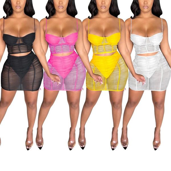 women's swimwear 2021 fashion mesh 2pcs set women sleeveless crop high waist skinny mini skirt club outfit summer suit streetwear, White;black
women's swimwear 2021 fashion mesh 2pcs set women sleeveless crop high waist skinny mini skirt club outfit summer suit streetwear, White;black