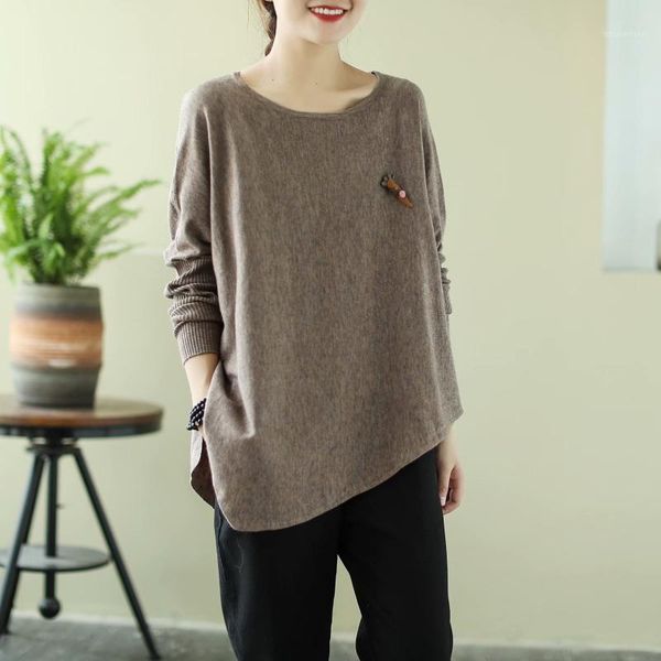 autumn product round neck pullover knitted sweater loose casual 2021 literary irregular solid color women 5012 women's sweaters, White;black
autumn product round neck pullover knitted sweater loose casual 2021 literary irregular solid color women 5012 women's sweaters, White;black