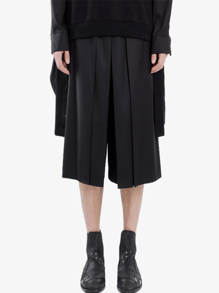 men's shorts pant casual pants wide leg summer black elastic waist pleated design large size short skirt, White;black
men's shorts pant casual pants wide leg summer black elastic waist pleated design large size short skirt, White;black