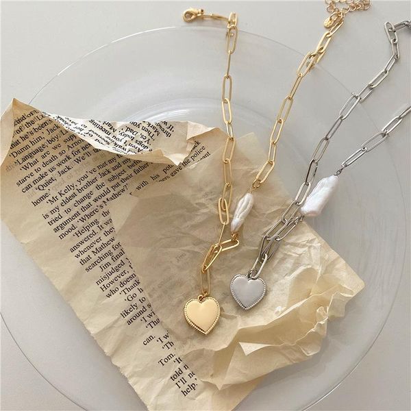 minimalist retro irregular pearl pendant necklaces for women unique gold alloy linked chain heart necklace jewellery, Silver
minimalist retro irregular pearl pendant necklaces for women unique gold alloy linked chain heart necklace jewellery, Silver