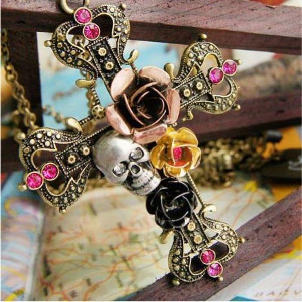 chains retro punk style necklace fashion female skeleton pirate cross pendants all-match jewelry cool stuff gift to girlfriend, Silver
chains retro punk style necklace fashion female skeleton pirate cross pendants all-match jewelry cool stuff gift to girlfriend, Silver