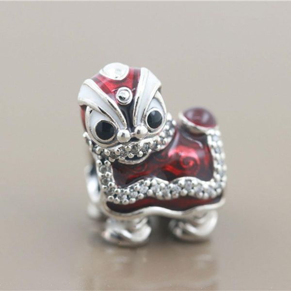 925 sterling silver chinese lion new year bead with clear crystal fits european style charm bracelets, Black
925 sterling silver chinese lion new year bead with clear crystal fits european style charm bracelets, Black