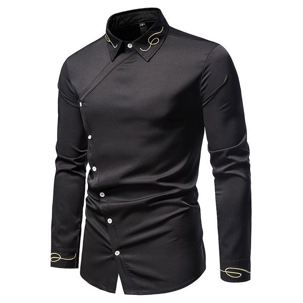 men's casual shirts european shirt, trend embroidery asymmetric long sleeve shirt, White;black
men's casual shirts european shirt, trend embroidery asymmetric long sleeve shirt, White;black