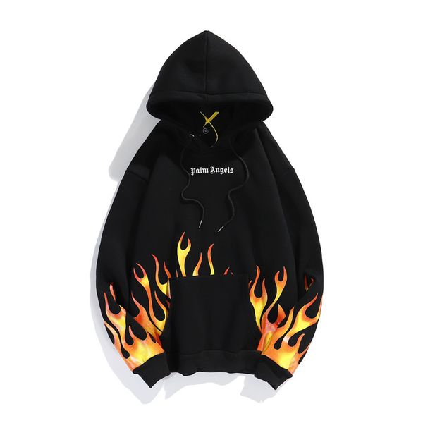 the fine fleece hoodies all over flame printed loose plush thickened hooded pullover for men and women, Black
the fine fleece hoodies all over flame printed loose plush thickened hooded pullover for men and women, Black