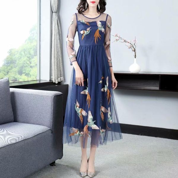 casual dresses spring-summer 2021 designer mesh perspective long sleeve embroidery animal dress party women's temperament midi, Black;gray
casual dresses spring-summer 2021 designer mesh perspective long sleeve embroidery animal dress party women's temperament midi, Black;gray