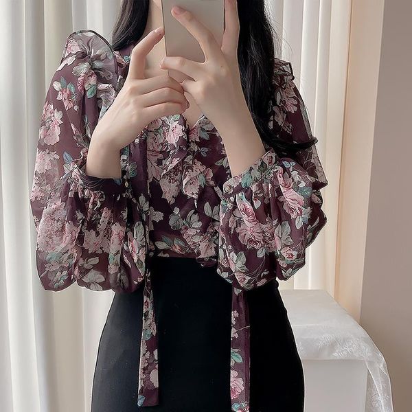 women's blouses & shirts alien kitty edible tree solid color women blouse bow printing shirt vintage loose 2021 autumn ladies fashion, White 
women's blouses & shirts alien kitty edible tree solid color women blouse bow printing shirt vintage loose 2021 autumn ladies fashion, White