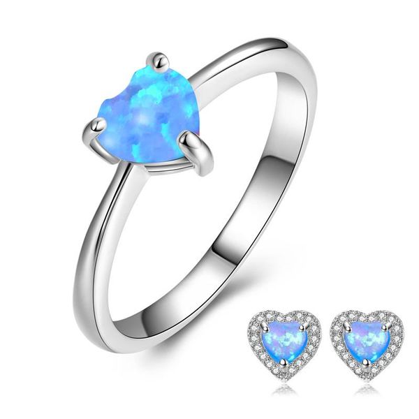 earrings & necklace cute female wedding ring jewelry set vintage blue fire opal heart stud bridal sets for women, Silver
earrings & necklace cute female wedding ring jewelry set vintage blue fire opal heart stud bridal sets for women, Silver