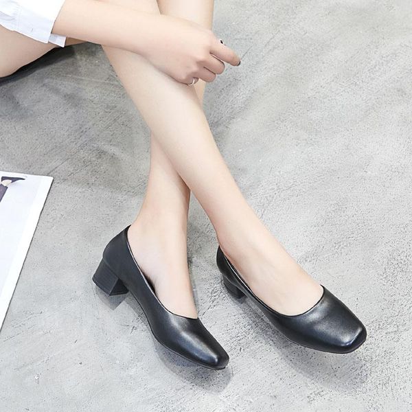 dress shoes women pumps women's 5cm high heels office lady bride party thick heel square toe leather, Black 
dress shoes women pumps women's 5cm high heels office lady bride party thick heel square toe leather, Black