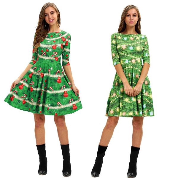 party dresses women christmas printing dress slim fit half sleeve versatile fashion vintage trees printed, White;black
party dresses women christmas printing dress slim fit half sleeve versatile fashion vintage trees printed, White;black