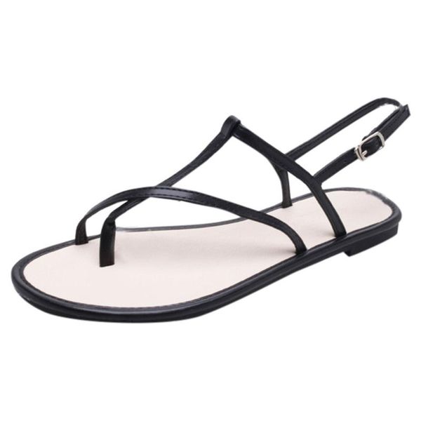 women sandals gladiator peep toe buckle design roman flat shoes summer beach ladies, Black 
women sandals gladiator peep toe buckle design roman flat shoes summer beach ladies, Black