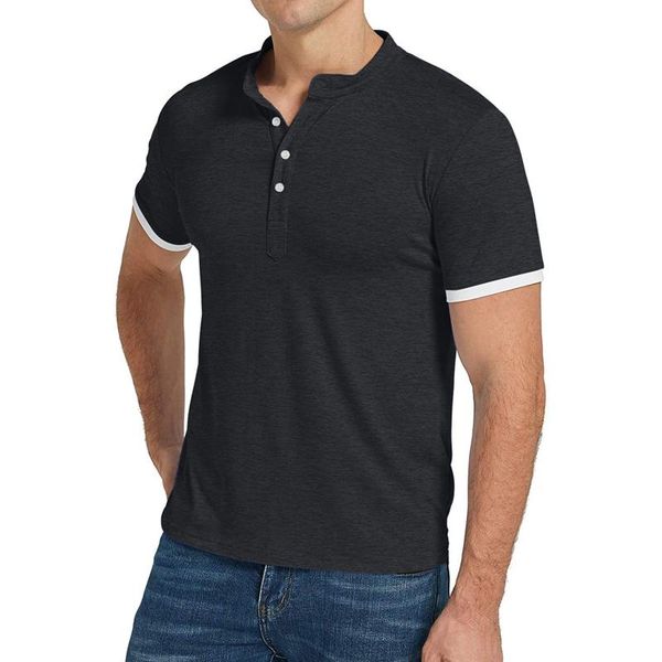 men's t-shirt summer short sleeve buttons round neck wild casual daily comfort shirt contrast color trim slim t-shirts, White;black
men's t-shirt summer short sleeve buttons round neck wild casual daily comfort shirt contrast color trim slim t-shirts, White;black