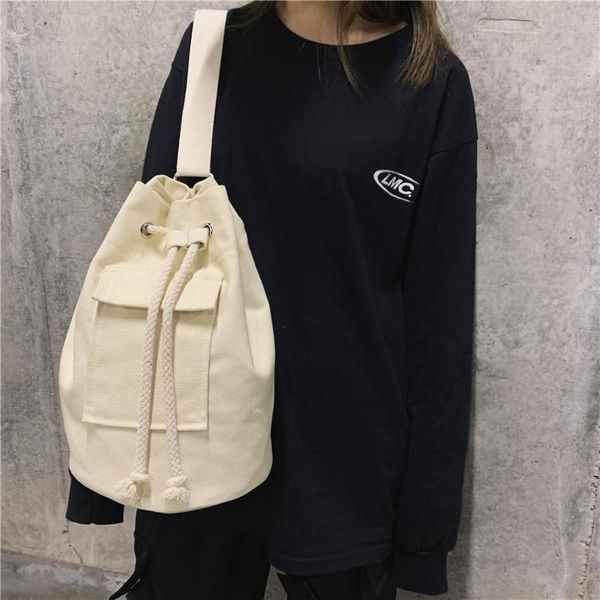 backpack drawstring school bag female student canvas shoulder fashion messenger bucket
backpack drawstring school bag female student canvas shoulder fashion messenger bucket