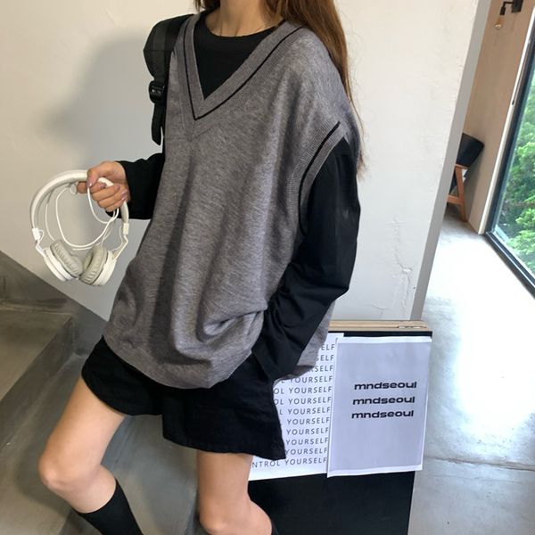 women's knits & tees 2021 clothing sweater vest autumn winter korean slim v-neck loose sleeveless pullover solid color, White
women's knits & tees 2021 clothing sweater vest autumn winter korean slim v-neck loose sleeveless pullover solid color, White