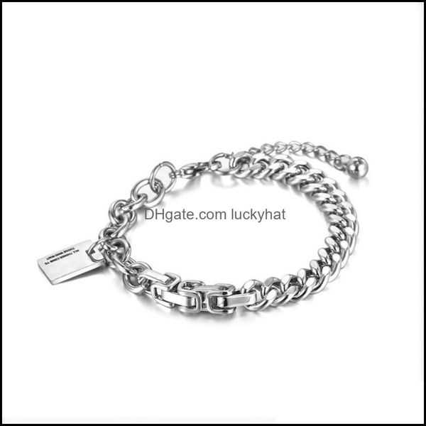 link bracelets jewelrylink chain nandesi stainless steel braided bracelet bangle men hip hop party rock jewelry drop delivery, Black