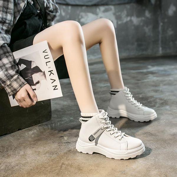 boots 2021 autumn winter retro british style female handsome short locomotive lace-up leather single thick heel, Black