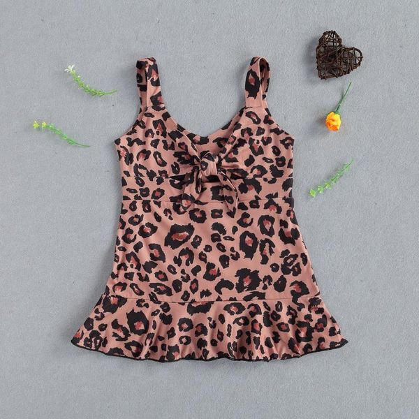 girl's dresses girl children summer sweet dress leopard print sleeveless lace up chest ruffle hem garment for kids, Red;yellow
girl's dresses girl children summer sweet dress leopard print sleeveless lace up chest ruffle hem garment for kids, Red;yellow