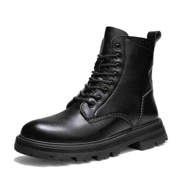 in the autumn of 2021, two-layer cowhide high rubber outsole trend, fashion and leisure 8-hole men's martin boots, Black
in the autumn of 2021, two-layer cowhide high rubber outsole trend, fashion and leisure 8-hole men's martin boots, Black